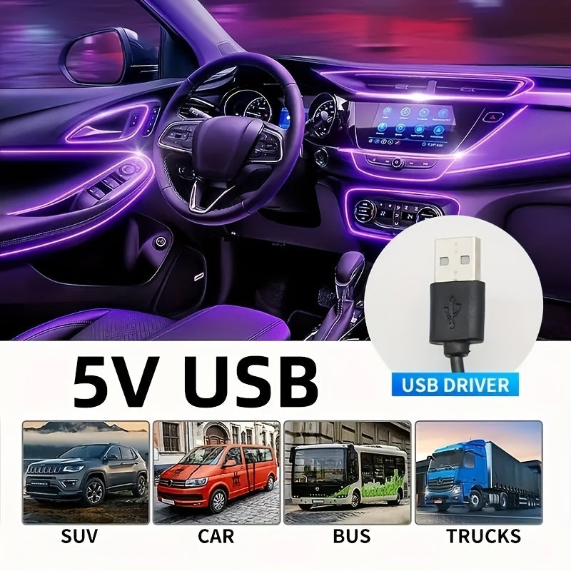 196.85inch Car Environment El Wire LED USB Flexible Neon Interior Lights Assembly RGB Light for Automotive Decoration Lighting Accessories for car party DIY Living Room and Bedroom Atmosphere Decoration, Bedroom Lights, Best