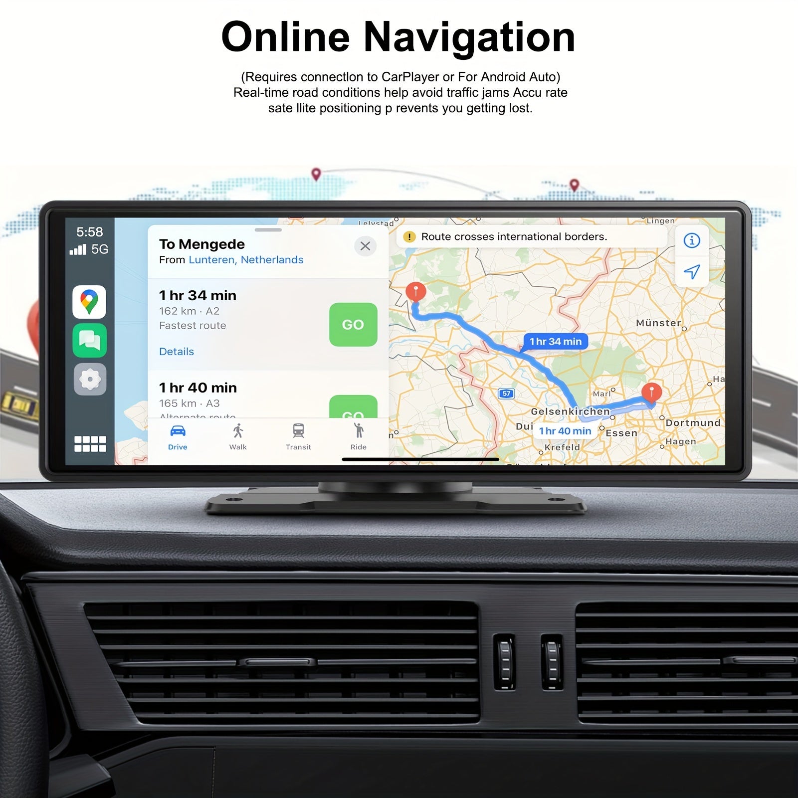 10.26 Inch/26.16cm Portable Wireless Carplayer Screen, Wireless Android Auto Car Play Car Radio, WiFi Video, Car Audio Receivers GPS Navigation Mirror Link, Double B&T, FM, Siri, Mp5 Player, Optional Backup Camera