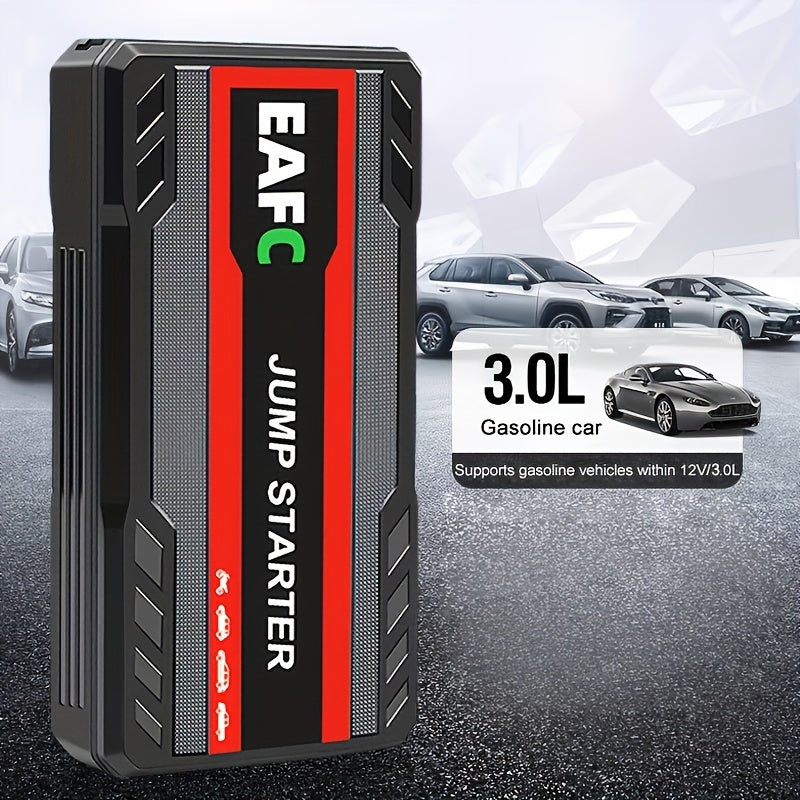 Portable Car Jump Starter Power Bank - 12V Auto Starting Device with LED Light, Supports 12V Gasoline Cars Up to 3.0L, Emergency Booster for Safe and Reliable Jump Starting
