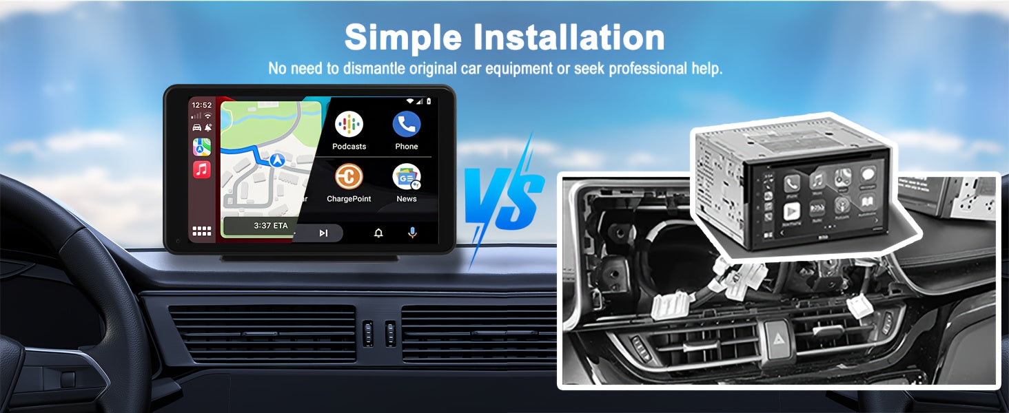 Plimpton, 2024 Car Navigation System Portable, Car Touch Screen Android&carplay, Carplay Screen For Car Portable 7 Inch, Wireless Car Play, Multimedia, Voice Control, BT, Mirror Link, Suitable For All Vehicles, Cars, Trucks,