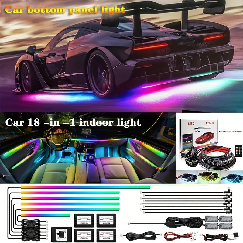 Dreamcolor Acrylic Interior Car LED Strip Light With Wireless APP, RGB 22 In 1 With 175 Inches 593 LEDs Fiber Optic Ambient Lighting Kits, 16 Million Colors Sound Active Function Car Neon Lights, Car Chassis LED And Neon, San