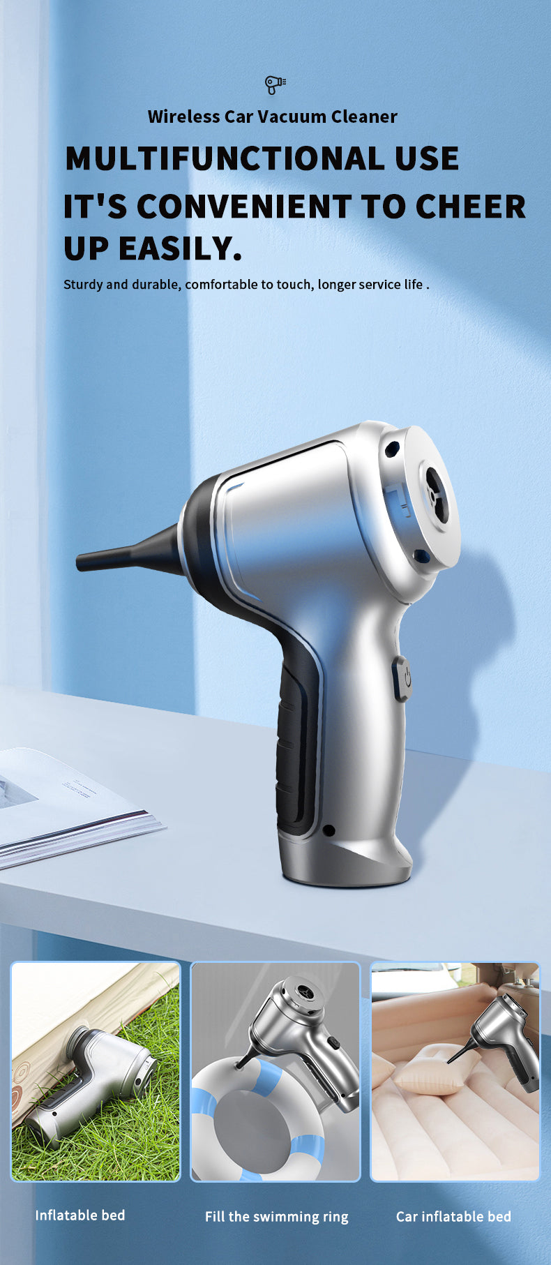 1PC Mini Powerful Car Vacuum Cleaner, Wireless Home Cleaning Robot, Blow And Suction Integrated Vacuum Cleaner, Suitable For Cleaning Homes, Keyboards, Sofas, And Both Wet And Dry Vacuum Cleaners Vacuum Accessories Cleaning S