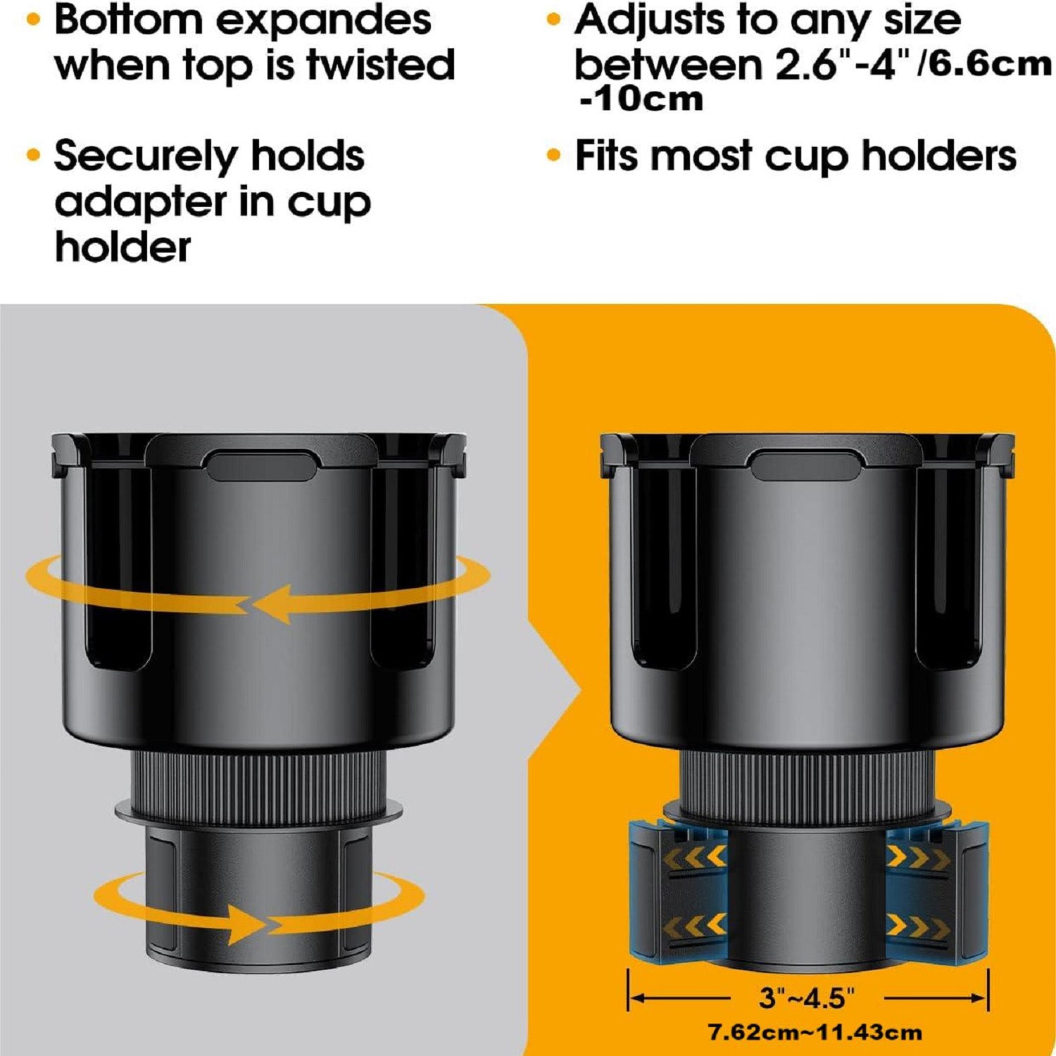 2-in-1 Cup Holder Phone Holder For Car, Multifunctional Large Cup Holder, Fits For Yeti, Stanley 32/40/46, Car Drinking Bottle Holder