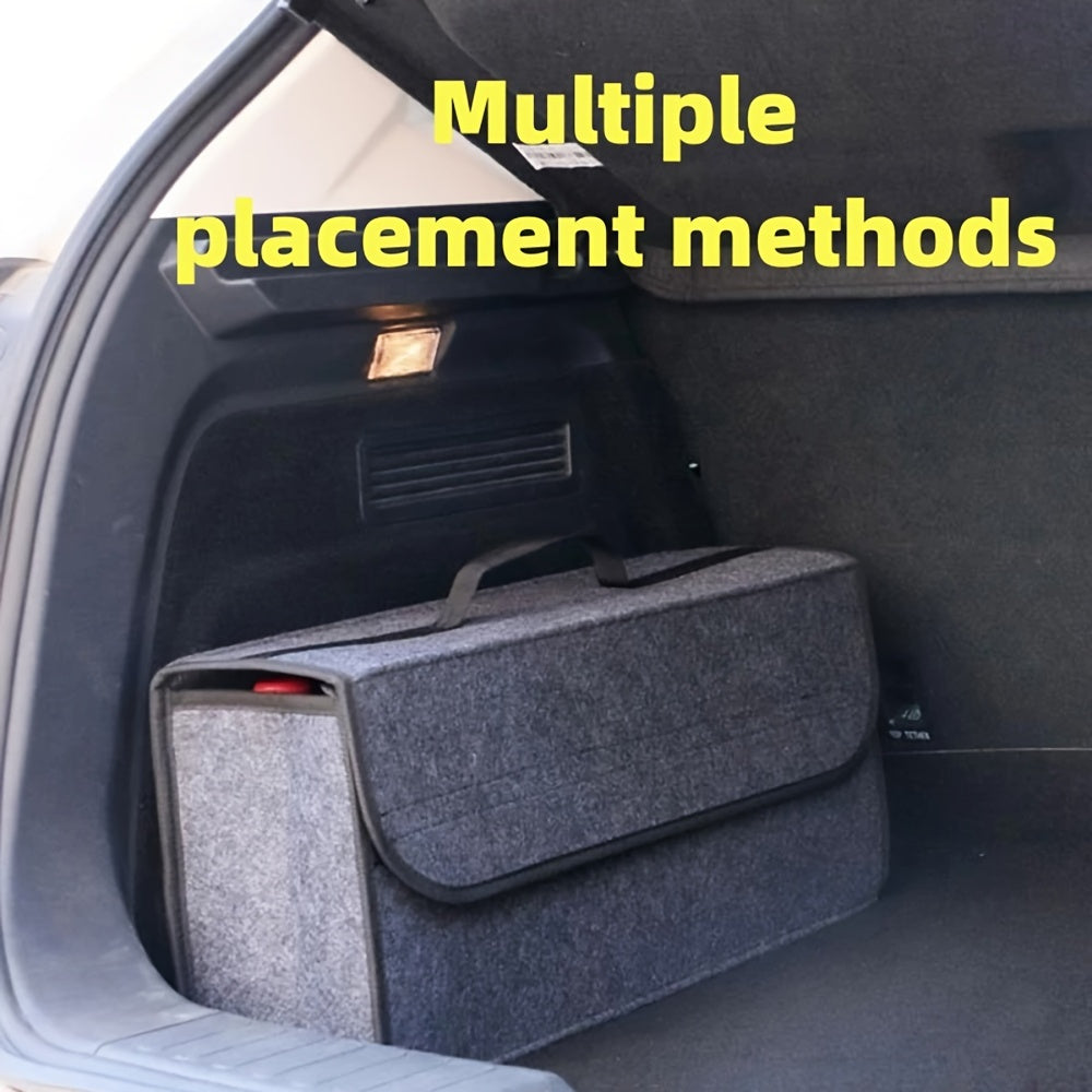 1pc Car Storage Box, Portable, Foldable Car Trunk Organizer, Felt Cloth Storage Box, Car Interior Tidying Container, Car Organizer