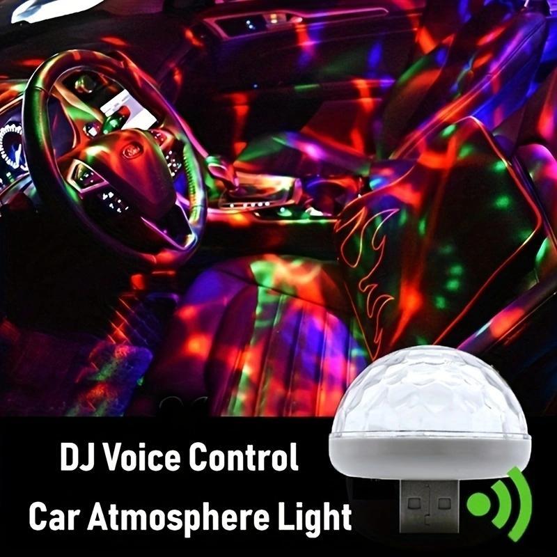 USB-Powered Car LED Light - Voice-Controlled, Rotating Stage & Party Atmosphere Lamp