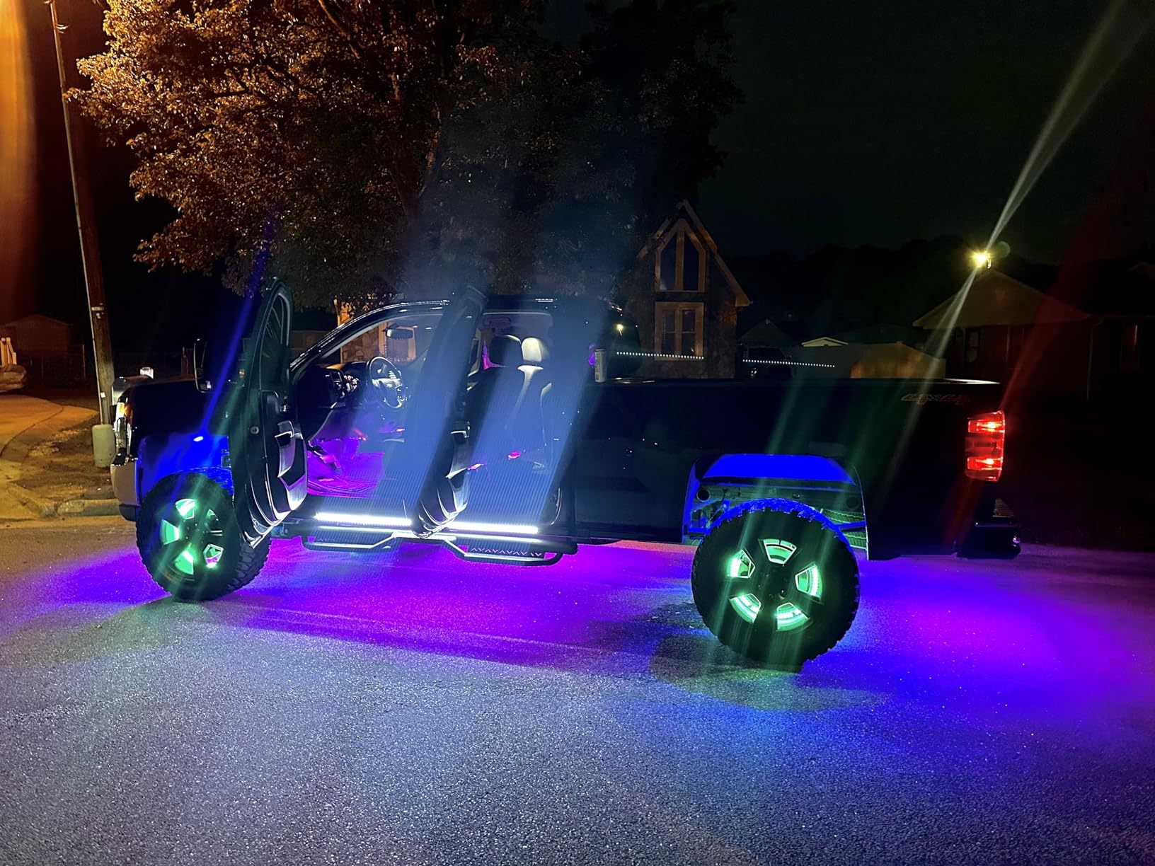 4pcs Universal Phantom Color Flow Car Led Wheel Light Burst Flash Wheel Light Colorful Wheel Light Combo RGB Wheel Ring