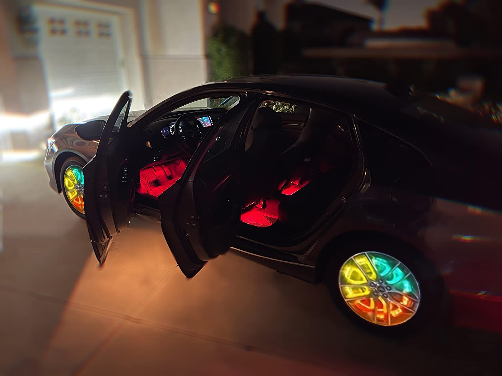 4pcs Universal Phantom Color Flow Car Led Wheel Light Burst Flash Wheel Light Colorful Wheel Light Combo RGB Wheel Ring