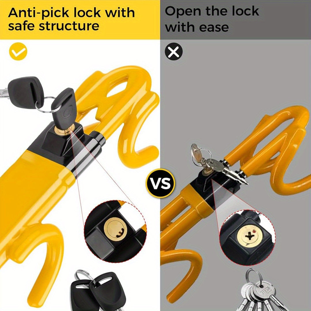 Steering Wheel Lock for Car - Double Hooks Anti-Theft Device and Heavy Duty Car Security Lock with Adjustable Locking and 2 Keys, Double Hook Car Locks for SUV, for Truck, for Van, for RV, for Sedan