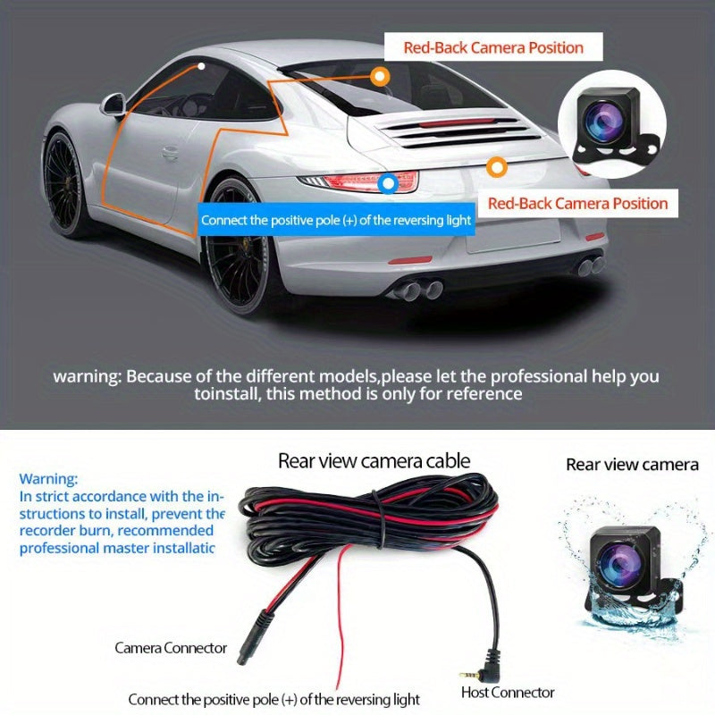 1pc 4K Dual Dash Cam with 1080P Front and 1080P Rear Camera, 4-Way HD Car Dashboard Camera, 360° Swivel, Loop Recording, Night Vision, G-Sensor, WDR, Rechargeable Lithium Polymer Battery, LED Display, Car Plug Power, ≤36V