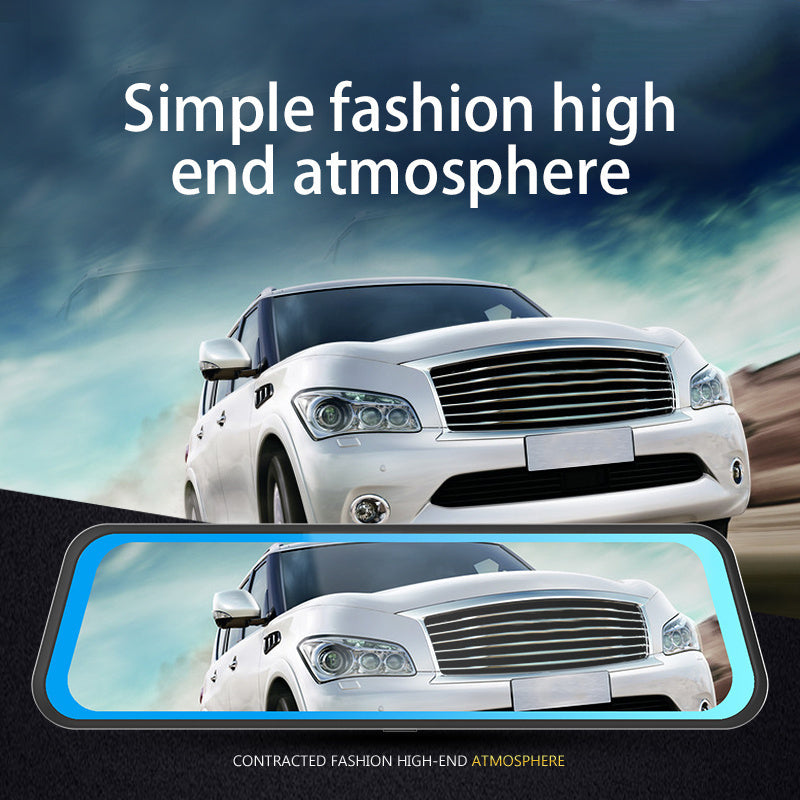 10 Inch Rearview Mirror Full Touch Screen Rearview Mirror Dual Camera Dash Cam, Dash Cam Front 1080P, English Voice Control, WDR Super Night Vision, Parking Mode Comes with 32G memory card, Dual Camera Dash Cam