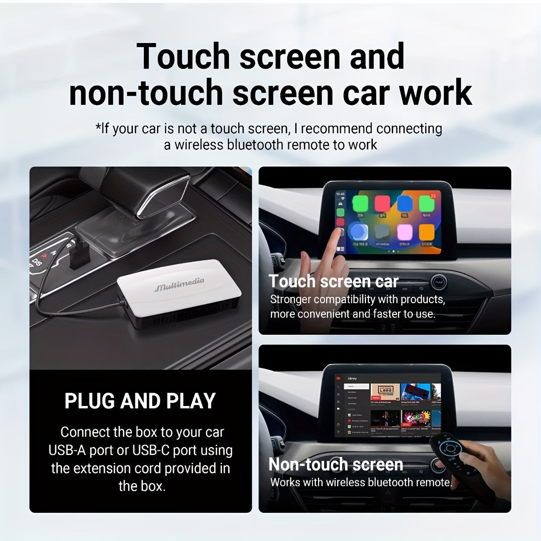 3-in-1 Android Auto Wireless Adapter, Wireless CarPlay Adapter With AirPlay, Wireless Android Auto And Apple Car Play Adapter For Factory Wired Cars From 2016, Plug And Play, Online Update