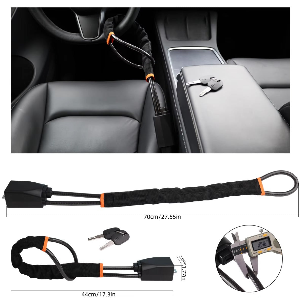 1PCS Steering Wheel Lock Car Seat Belt Lock Car Anti-theft Device Anti-theft Bar Safety Anti-theft Car Lock Suitable for Most Vehicles