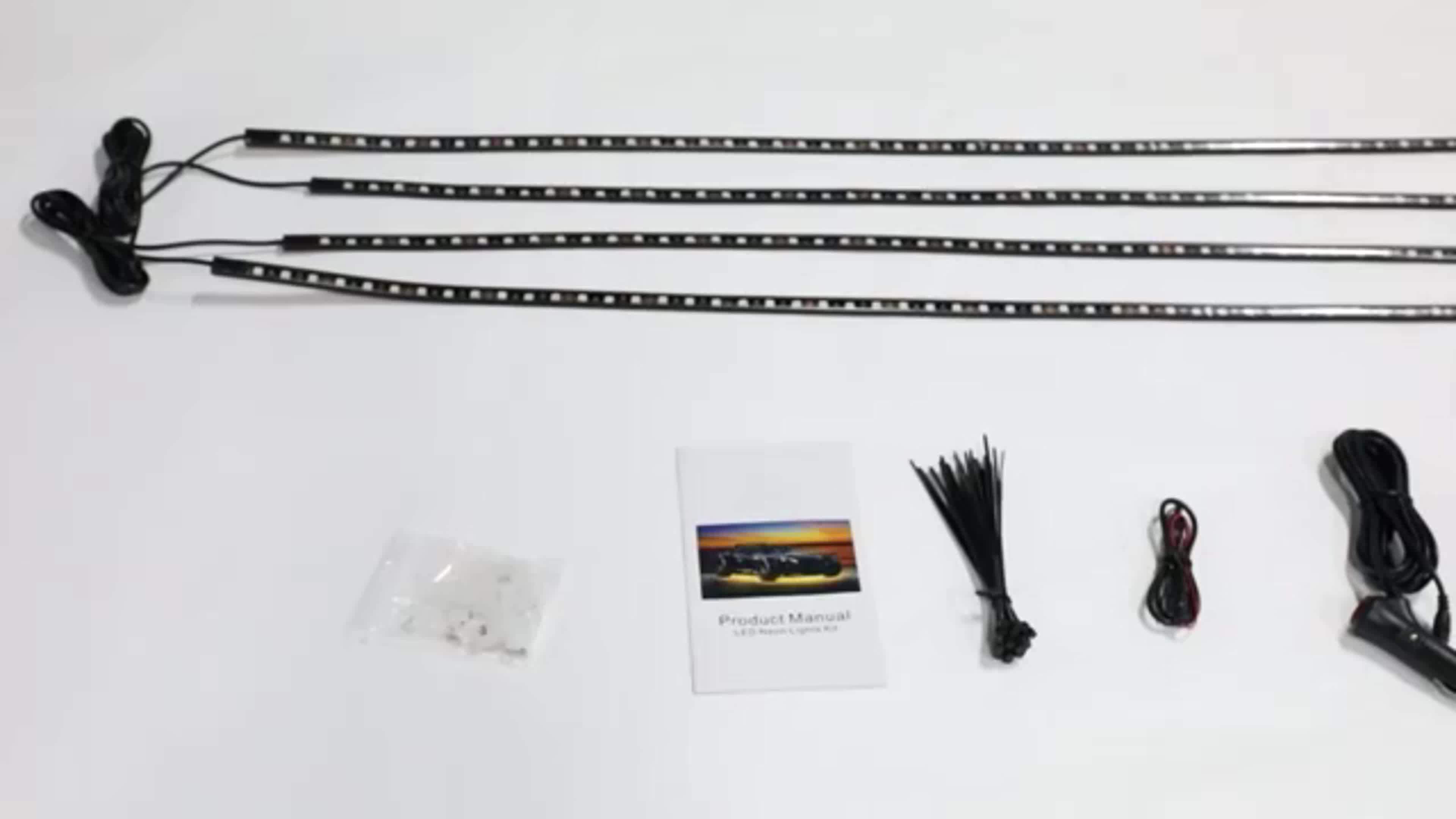 4pcs RGB Car Super Bright Universal Light Bar, Car LED Bottom Light Neon Light With App Dynamic RGB Color Change, Music Mode, Wireless Remote Control, Car Base Glow Light Bar, LED Light Base Glow Kit