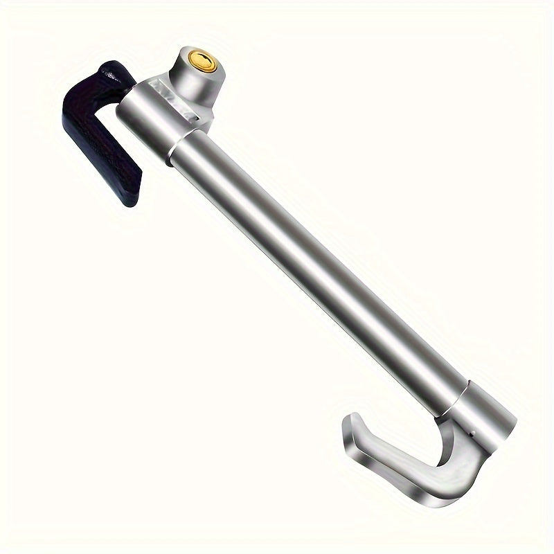 Universal Fit Anti-Theft Steering Wheel Lock - Durable Aluminum Alloy, Extendable Dual Hook, Clutch and Throttle Brake Security Device for Cars, Trucks, and Commercial Vehicles - Easy to Use and High Visibility Deterrent