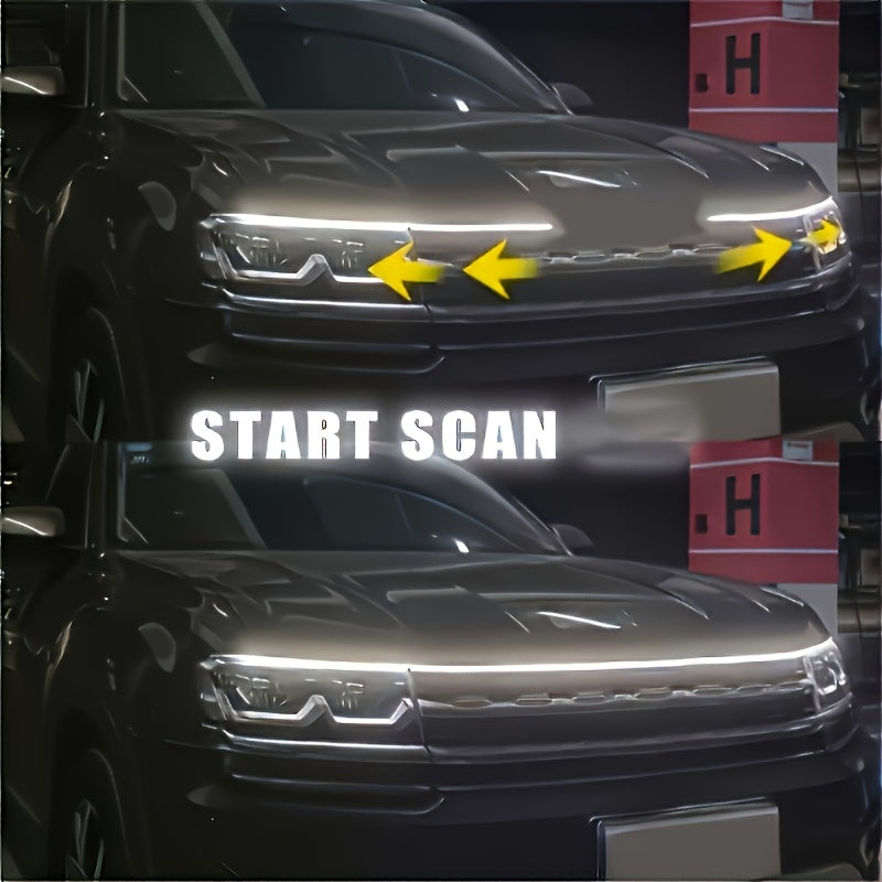 70 Inches, Car Hood/tailgate Installation Light Bar with Dynamic Scanning Welcome Mode Effect, 12V Hard-wired Installation Car LED White Light Bar with Turn Signal Effect, Suitable for Cars, SUVs, Etc. (white Light)