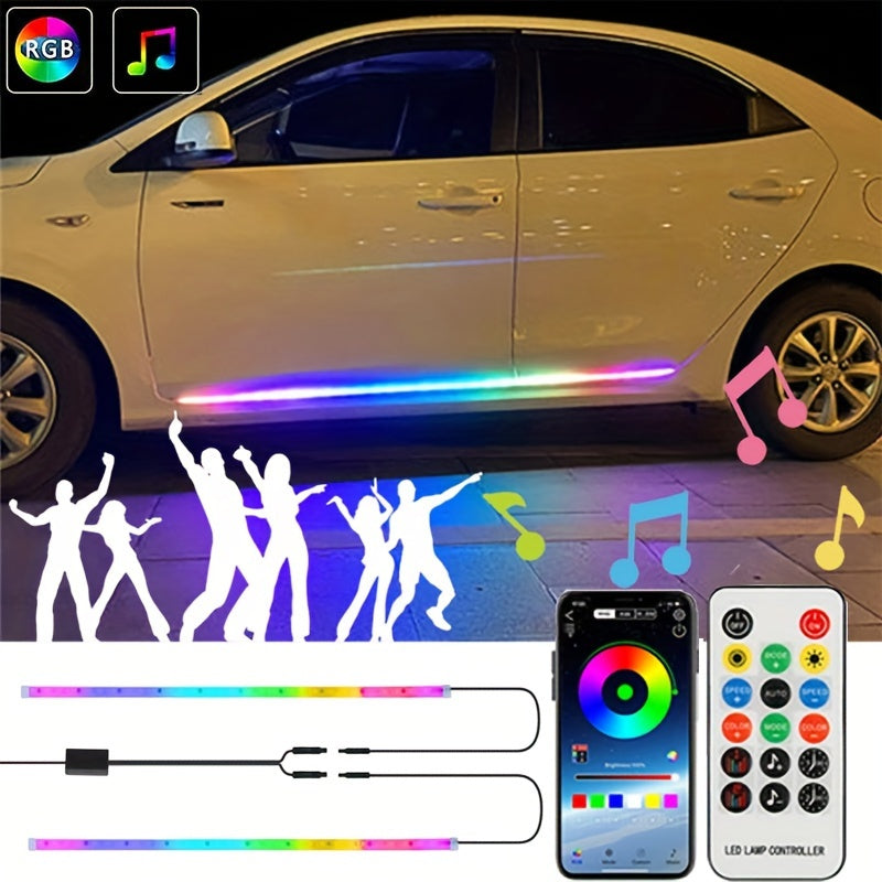 RGB Running Board Lights, Car LED Light Strip, 59/71in Exterior Side Door Skirts Ambient Lighting Dreamcolors, 20 Music Modes, Remote Neon Lights For Trucks SUV Cars Automotive Accessories (Multicolor + Cigarette Lighter Plug