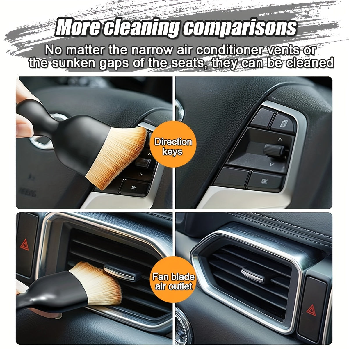 1pc Car Interior Cleaning Brush, Compact Soft Bristle Brush, Car Seat Center Console Gap Interior Dust Removal Artifact, Car Interior Air Conditioner Air Outlet Cleaning Brush, Car Accessories, Men Gift