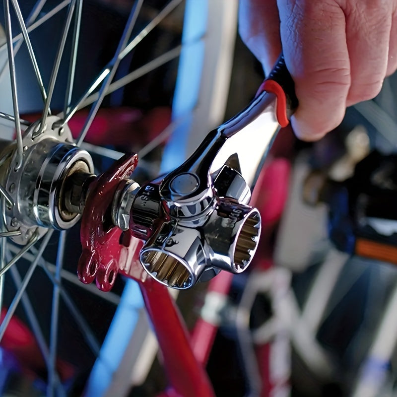 1-Pack 8-in-1 Multifunctional Torx Wrench, Chrome Vanadium Steel, Non-Slip Grip, Multi-Head Rotary Repair Tool for Car Tire Removal, HRC56+2 Hardness, with Anti-Slip Handle