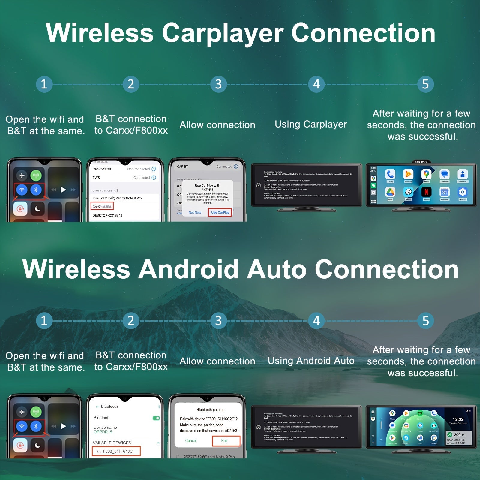 10.26 Inch/26.16cm Portable Wireless Carplayer Screen, Wireless Android Auto Car Play Car Radio, WiFi Video, Car Audio Receivers GPS Navigation Mirror Link, Double B&T, FM, Siri, Mp5 Player, Optional Backup Camera