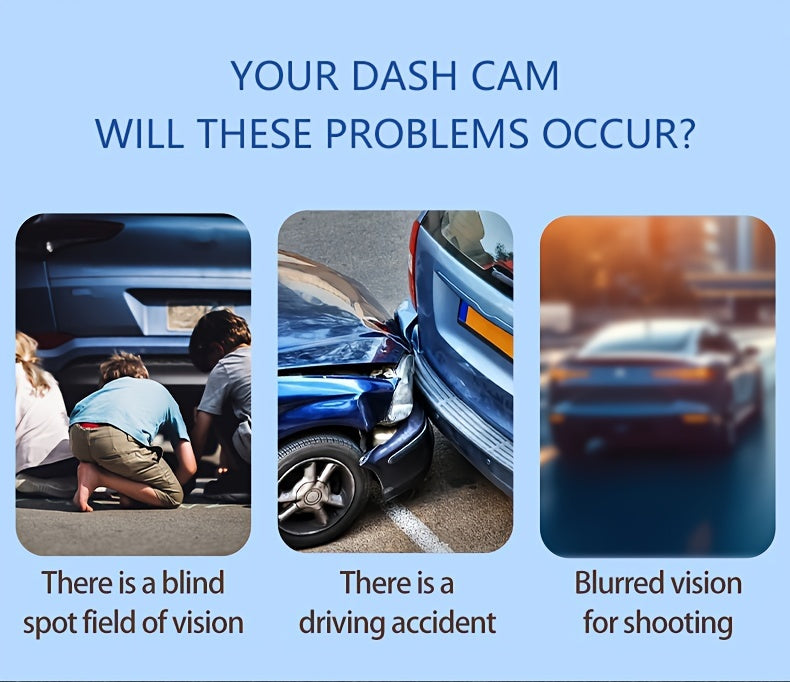 32GB 2.0 Inch IPS Screen 3-Channel Dash Cam - Wide 170° Angle, WIFI, Loop Recording, G-Sensor, Front Inside Rear Camera - Night Vision, Motion Detection, Parking Monitor, and More