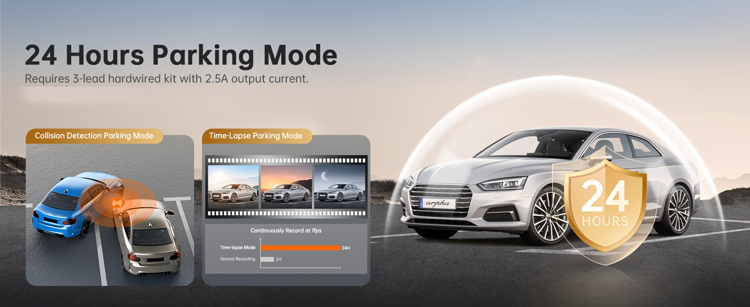 10'' Rear View Mirror Full Touch Screen Mirror Dual Camera Dash Cam, Dash Cam Front 1080P And Rear 720P, App Control With WiFi And GPS, English Voice Control, WDR Super Night Vision, Parking Mode(Need To Connect Mini 3-lead H