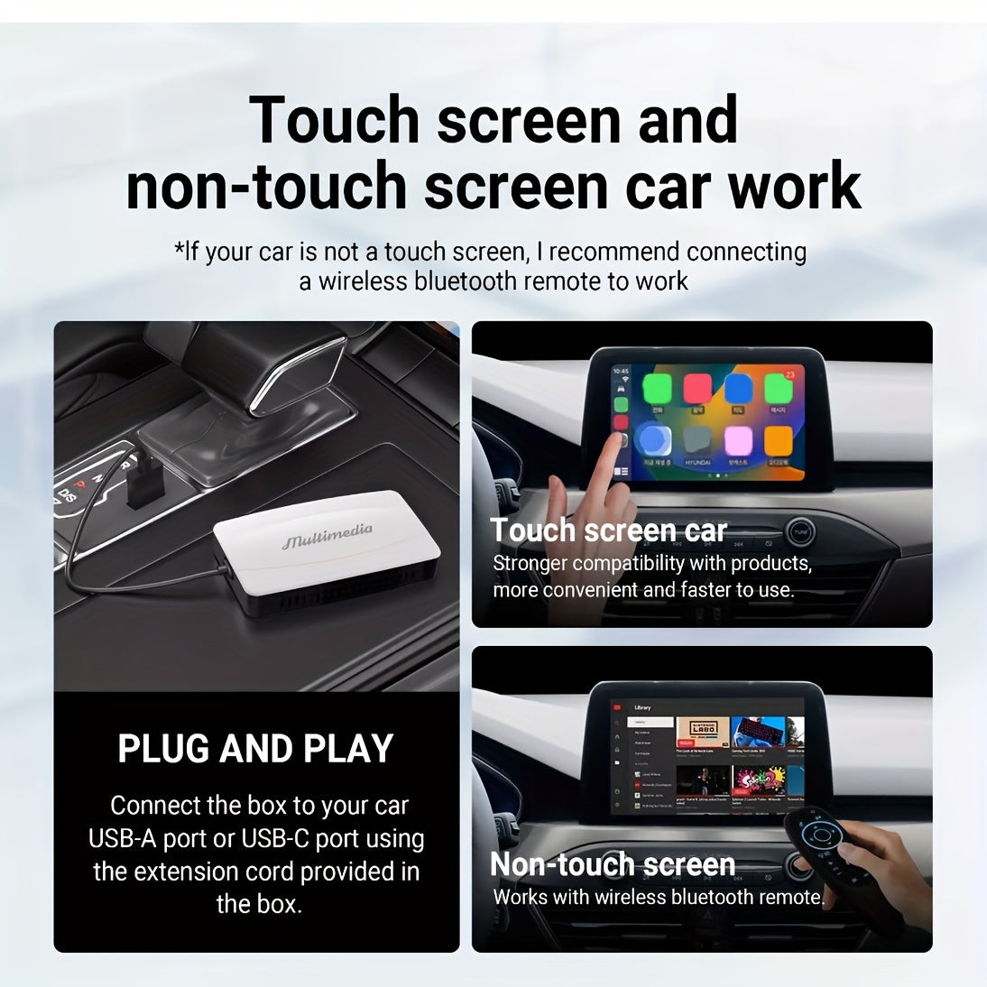 3-in-1 Android Auto Wireless Adapter, Wireless CarPlay Adapter With AirPlay, Wireless Android Auto And Apple Car Play Adapter For Factory Wired Cars From 2016, Plug And Play, Online Update