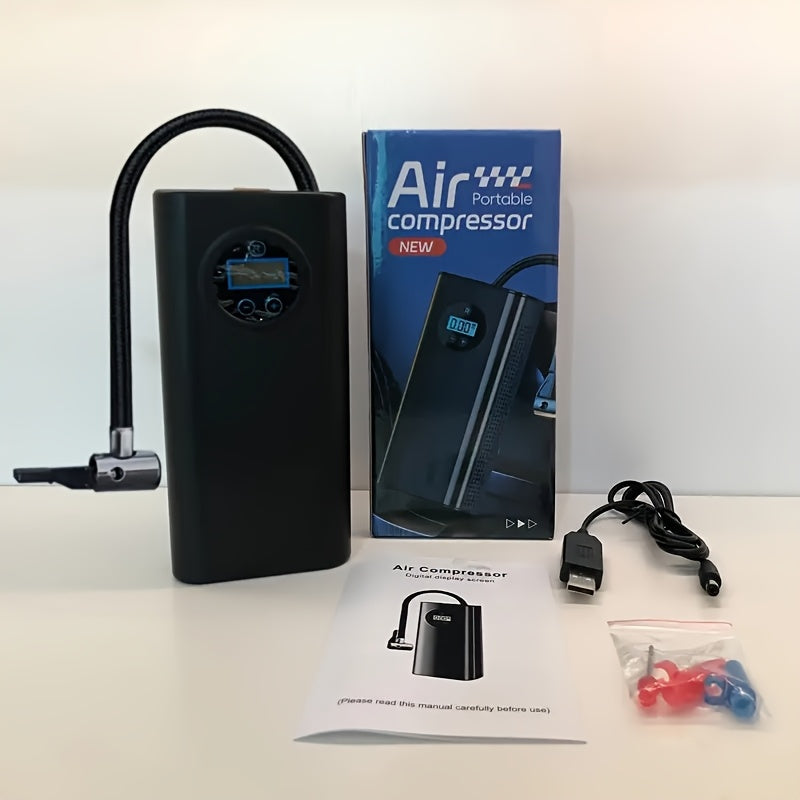 1pc Digital Tire Inflator Air Compressor, 150PSI Automatic Shut-Off Quick Inflation Pump with USB, Battery-Powered, ≤36V, for Car, Bicycle, Electric Bike, Ball Tires - Rechargeable Lithium Polymer Battery