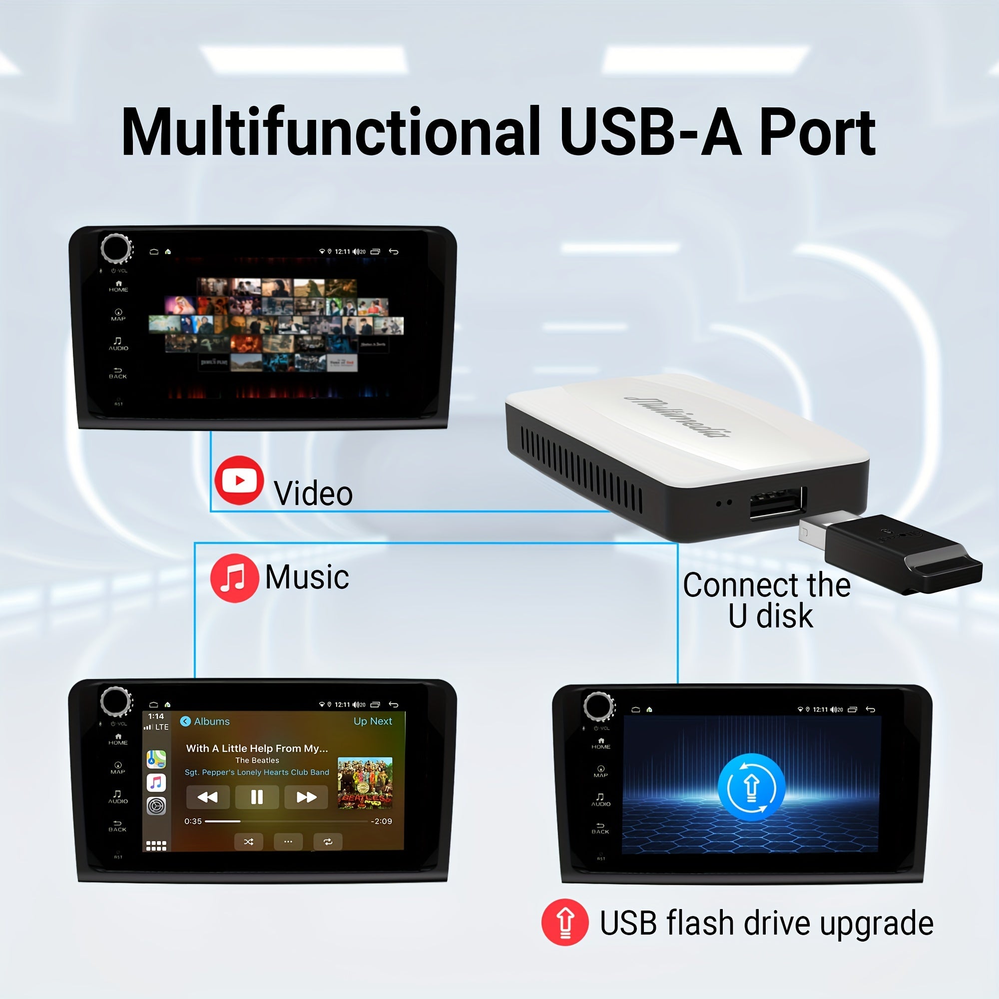 3-in-1 Android Auto Wireless Adapter, Wireless CarPlay Adapter With AirPlay, Wireless Android Auto And Apple Car Play Adapter For Factory Wired Cars From 2016, Plug And Play, Online Update