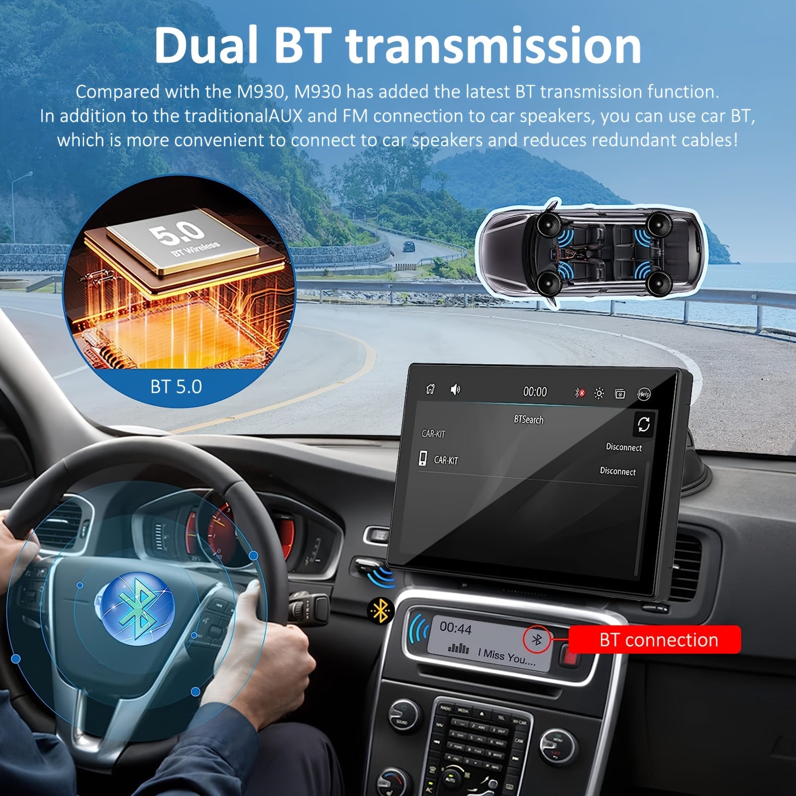 9 Inch Wireless Car Stereo Compatible With Car Play And Android Auto, 9 Inch HD Portable BT Car Play Touch Screen For Car, Backup Camera(Optional), Car Play For All Cars, GPS Navigation, Car Audio Receivers With BT, Airplay,
