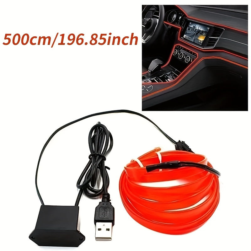 196.85inch Car Environment El Wire LED USB Flexible Neon Interior Lights Assembly RGB Light for Automotive Decoration Lighting Accessories for car party DIY Living Room and Bedroom Atmosphere Decoration, Bedroom Lights, Best
