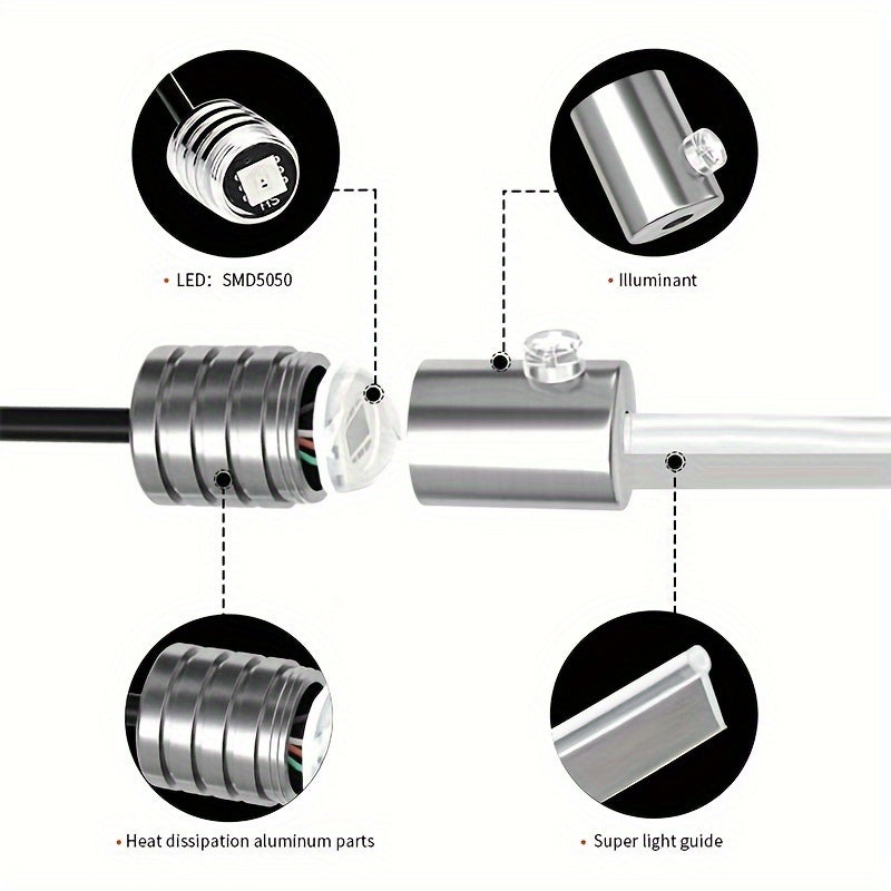 1 Set Interior Car LED Strip Lights, Kit with Wireless App, RGB 5 in 1 Ambient Lighting Kits with 236 inches Fiber Optic, 16 Million Colors Car Neon Lights, Sync to Music, Universal 5V 12V