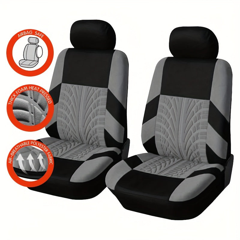 Car Seat Covers, Polyester Front Pairs Gray Black Tan Blue Red Car Seat Cushion Universal Car Seat Protector Decoration Auto Accessories Thick Foam