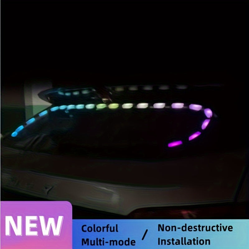 APP Remote Control Dual Control Car Atmosphere Lamp Interior Car Led Lights With Remote Music Sync Color Change RGB Rear Window Car Lighting Chasing Snake Streamer Rhythm Led Lamp With Car Charger 12V