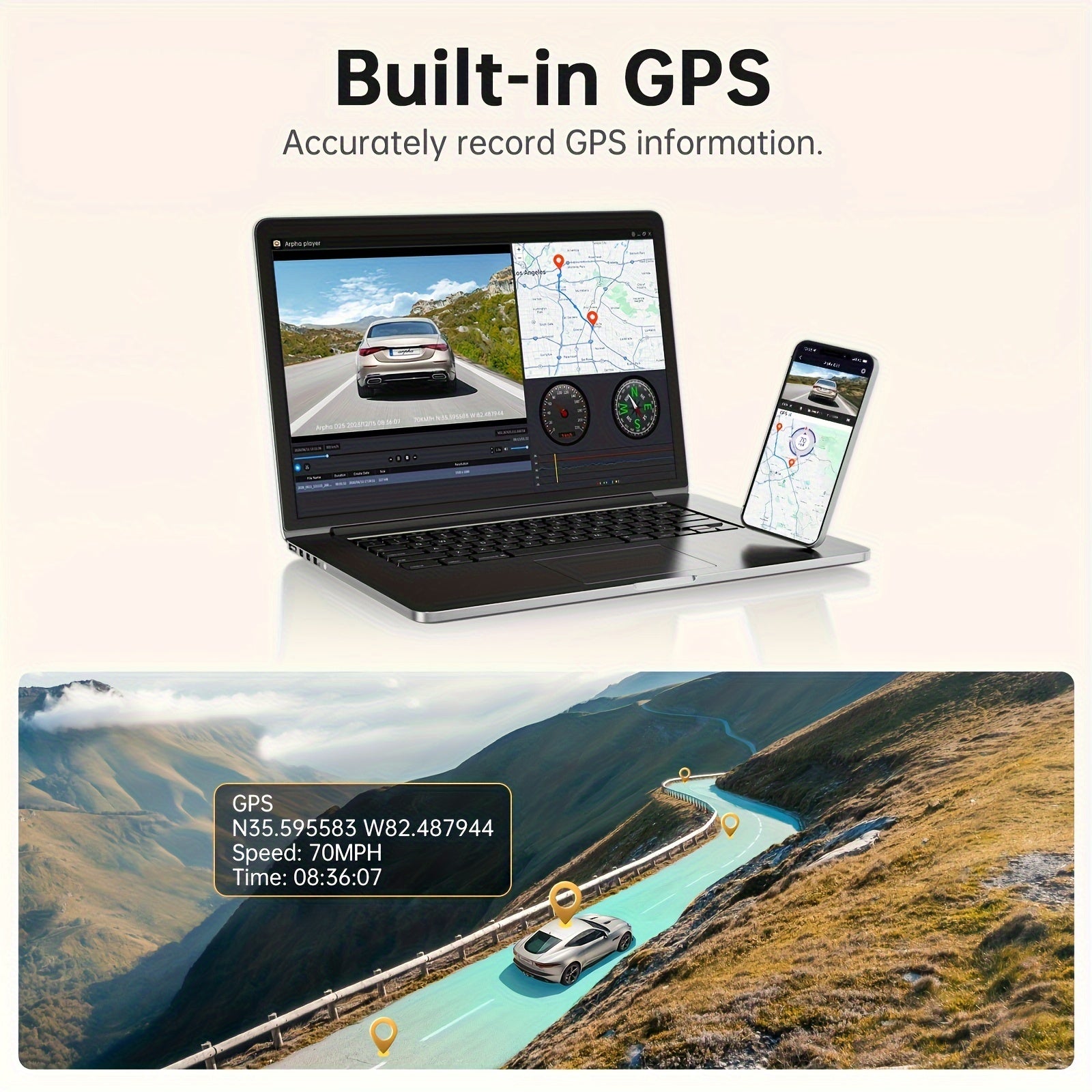 10'' Rear View Mirror Full Touch Screen Mirror Dual Camera, Smart Rearview Mirror For Cars & Trucks, Dash Cam Front 1080P and Rear 720P, App Control With WiFi And GPS, English Voice Control, WDR Super Night Vision, Parking Mo