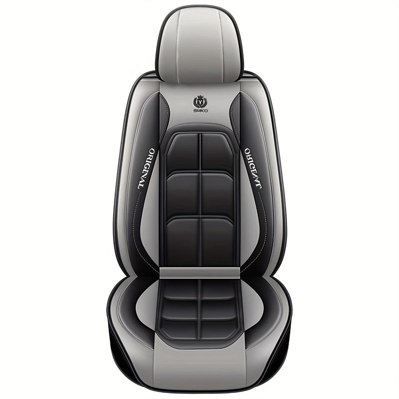 1pc PU Leather Car Seat Cover - Red & Black Design, Front Seat Protector for Sedan or SUV, Durable All-Season Cushion Mat with "Original" Print, Hand Wash or Dry Clean Only, Car Seat Protection | Modern Seat Cover | PU Leathe