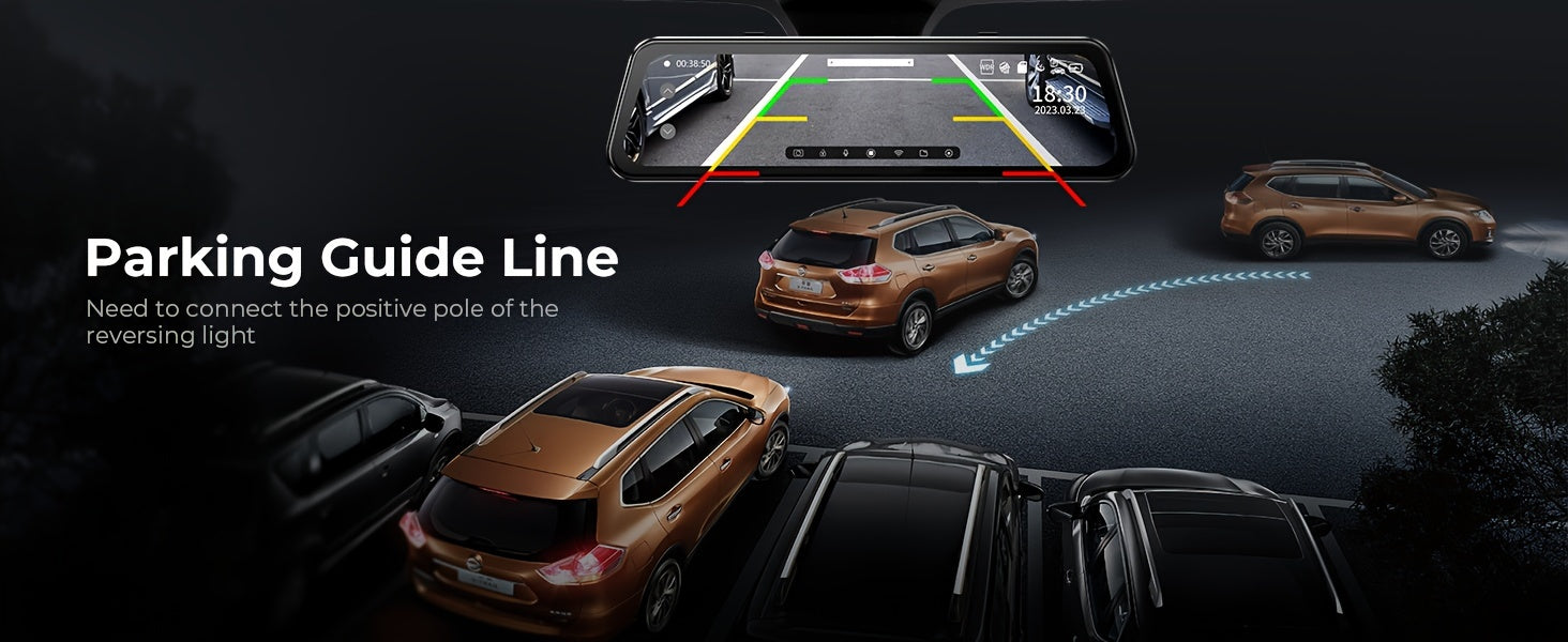 LD2K UHD 10" Full Touch Screen Rear View Mirror Dash Cam, Backup Camera, Front 2K And Rear 1080P Dual Channel Dash Cam, WDR Night Vision, Build-in WiFi, Loop Recording, Emergency Lock, Parking Mode, Simple Installation.