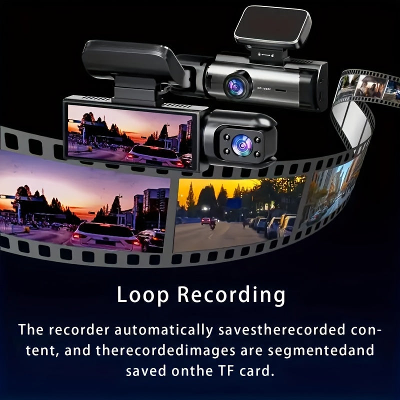 3.16 Inch IPS Screen Dash Cam - Capture Crystal-Clear 1080P Videos with Dual Cameras, IR Night Vision, Wide Angle Lens, G-Sensor, Loop Recording, and Perfect for Cars, Trucks, and SUVs