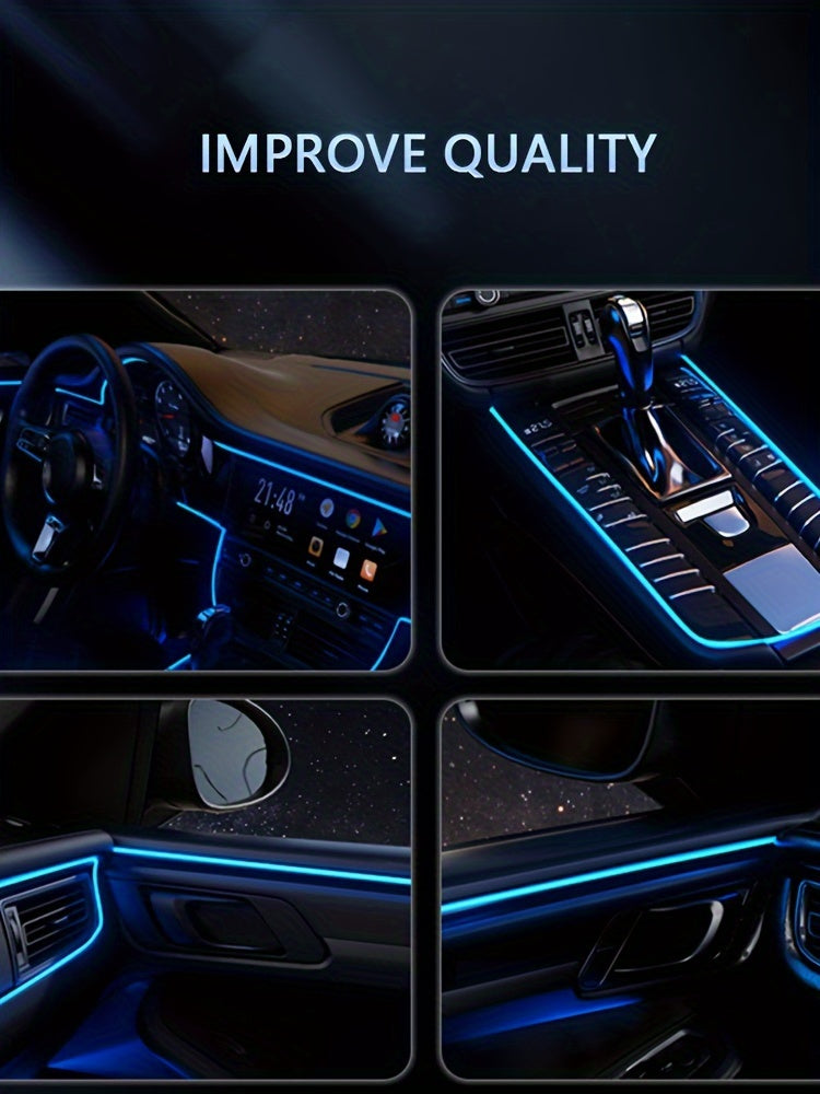 RGB 5 In 1 Ambient Lighting Kit, Interior Lights, Car Led Strip Lights, Led Light Bar For Car With Music Sync Function, USB Neon Light Accessories