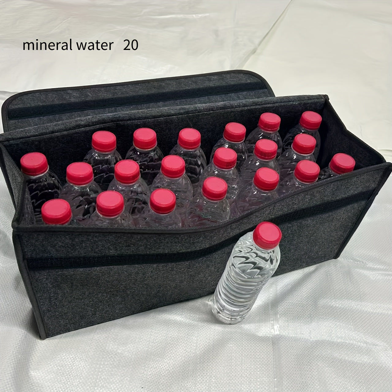 1pc Car Storage Box, Portable, Foldable Car Trunk Organizer, Felt Cloth Storage Box, Car Interior Tidying Container, Car Organizer