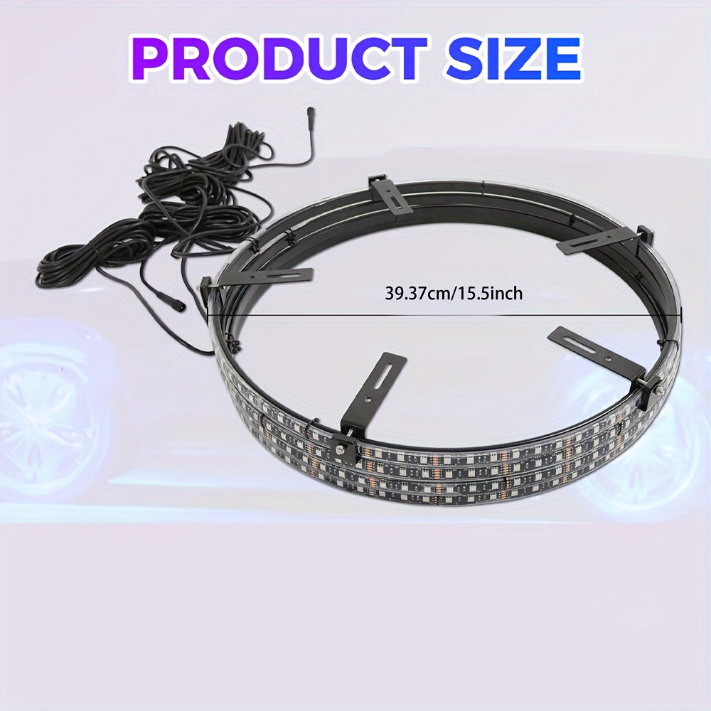 4pcs Universal Phantom Color Flow Car Led Wheel Light Burst Flash Wheel Light Colorful Wheel Light Combo RGB Wheel Ring