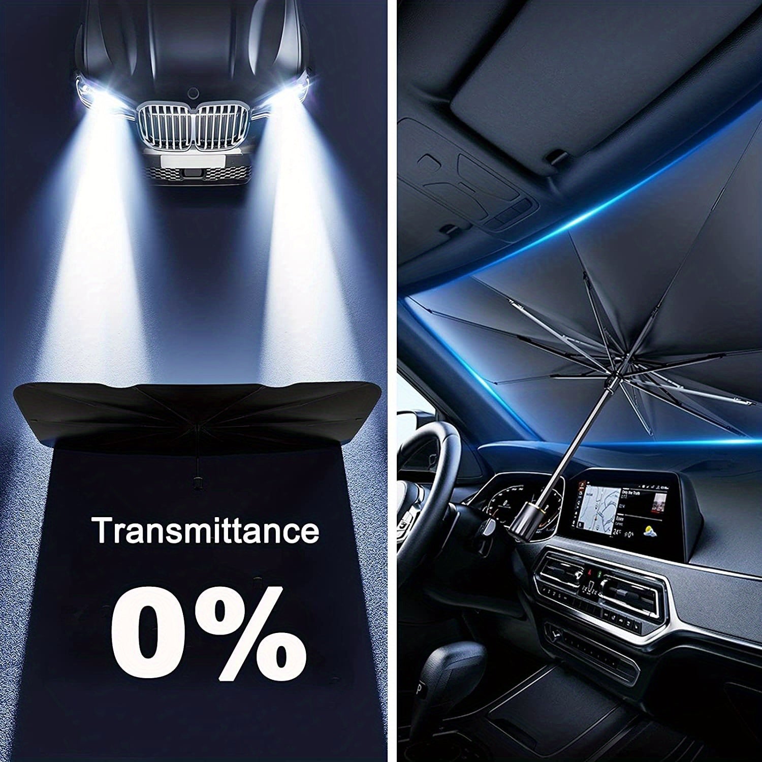 Automobile Windshield Sunshade-foldable Automobile Umbrella Sunshade, Anti-ultraviolet Car Front Window (heat Protection) Windshield Cover Card