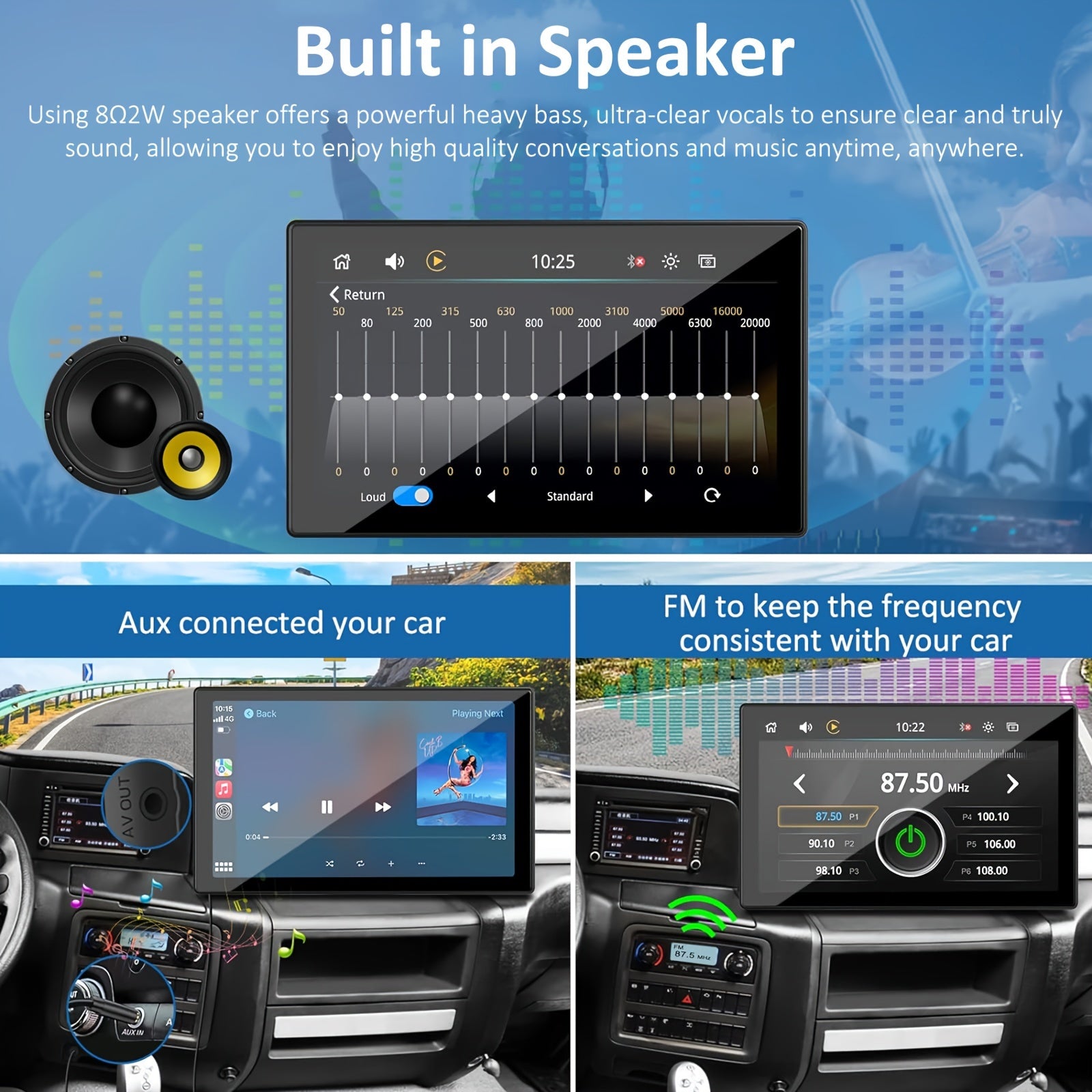 9 Inch Wireless Car Stereo Compatible With Car Play And Android Auto, 9 Inch HD Portable BT Car Play Touch Screen For Car, Backup Camera(Optional), Car Play For All Cars, GPS Navigation, Car Audio Receivers With BT, Airplay,