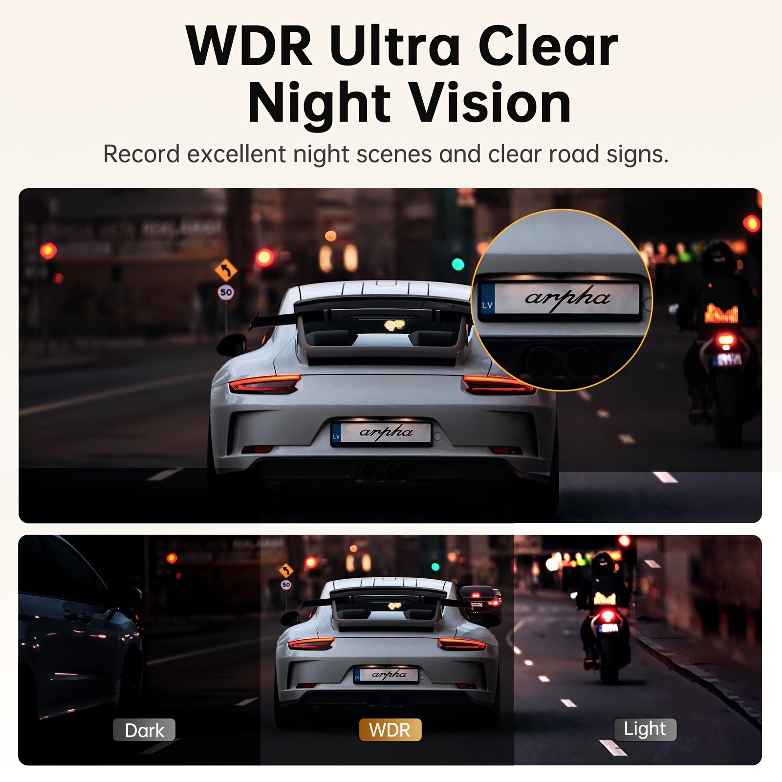 10'' Rear View Mirror Full Touch Screen Mirror Dual Camera Dash Cam, Dash Cam Front 1080P And Rear 720P, App Control With WiFi And GPS, English Voice Control, WDR Super Night Vision, Parking Mode(Need To Connect Mini 3-lead H