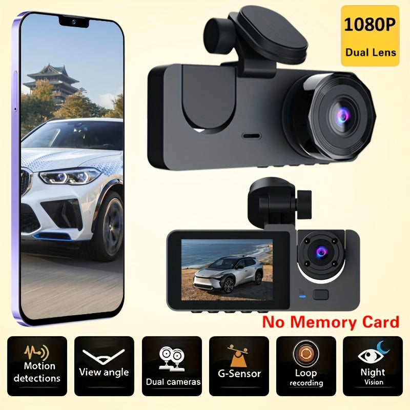 1080P Dual Camera, Dash Cam For Cars, Front And Inside, Car Camera With IR Night Vision, Loop Recording, Wide Angle Car DVR Camera With 3.16 Inch IPS Screen, Dual Lens Car Dashboard Video Cam