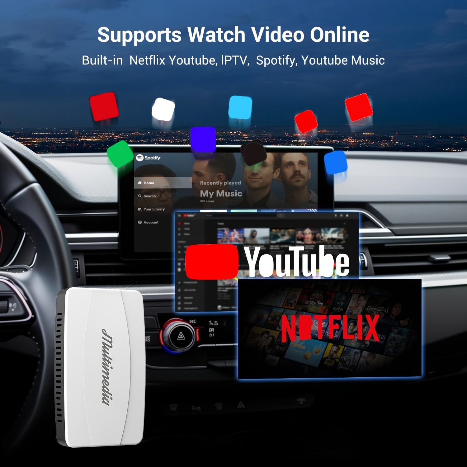 3-in-1 Android Auto Wireless Adapter, Wireless CarPlay Adapter With AirPlay, Wireless Android Auto And Apple Car Play Adapter For Factory Wired Cars From 2016, Plug And Play, Online Update