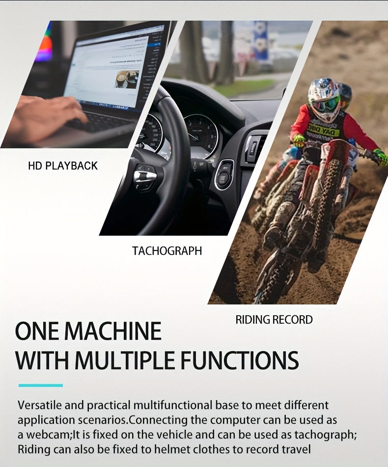 1080P HD Portable Camera with Hotspot Wifi, Motorcycle & Bicycle Dash Cam, Self-Adhesive Mount, Rechargeable Battery, App Control, Compact Design for Outdoor Sports & Cycling, Cycling Accessories, Sleek Gadget, Durable Constr