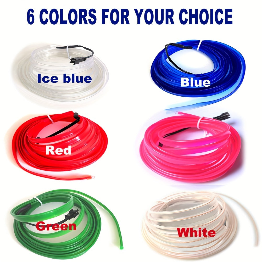 El Wire Pink  Interior Car LED Strip Lights, 10M Neon Wire USB 5V with Fuse Protection for Automotive Car Interior Decoration with 6mm Sewing Edge