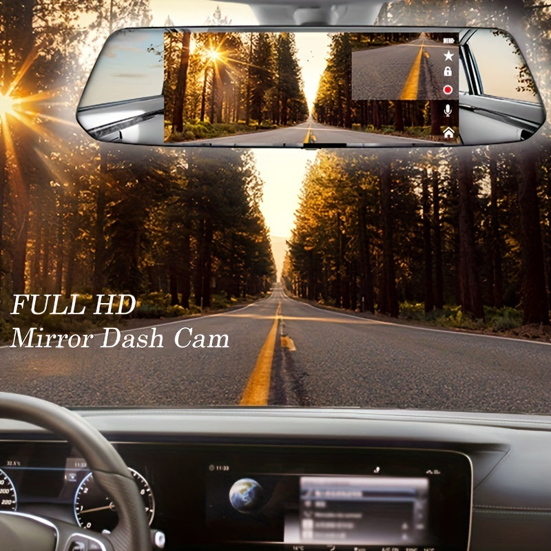 Car Dash Cam 7 Inch Touch Screen Full HD 1080P Rear View Mirror, Wide Angle Car Camera Front Camera 1080P, Rear Camera 1080P
