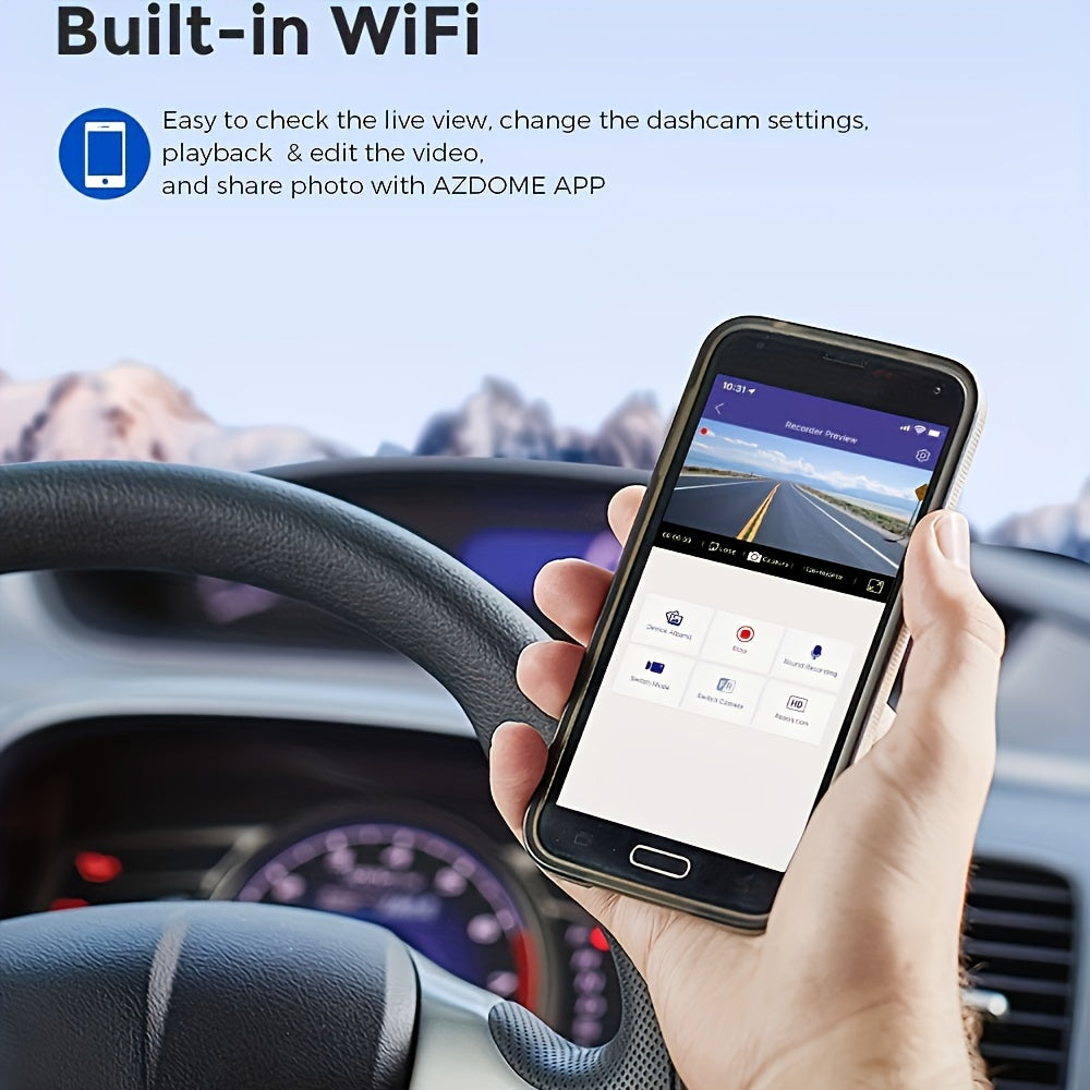 AZDOME 12" 4K Mirror Dash Cam, 4K Mirror Dash Cam with Touch Screen, Front And Rear, Rearview Mirror Camera, Split-Screen Display Rear View Mirror Camera, Dual Dash Camera for Cars, Night Vision, Parking Monitor, 64GB Card &