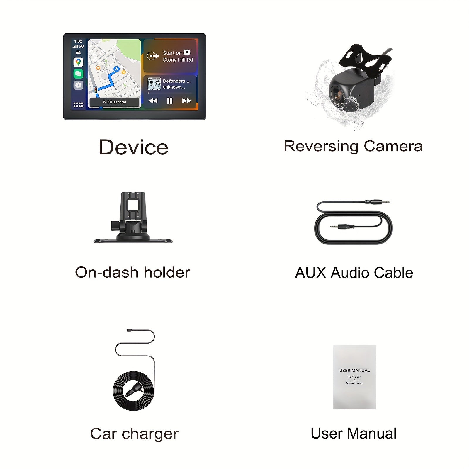 9 Inch Wireless Car Stereo Compatible With Car Play And Android Auto, 9 Inch HD Portable BT Car Play Touch Screen For Car, Backup Camera(Optional), Car Play For All Cars, GPS Navigation, Car Audio Receivers With BT, Airplay,